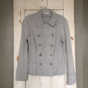 Grey knit pea coat